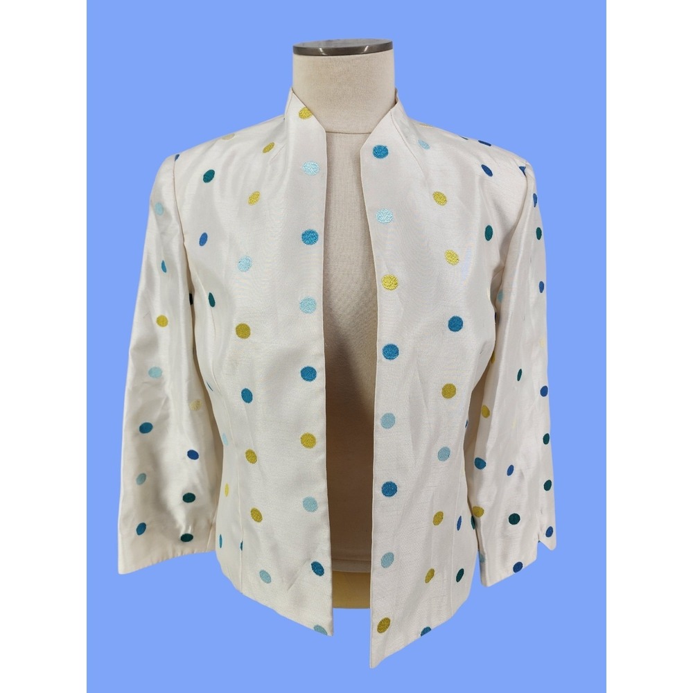 Vintage Polka Dot Blazer Jacket Whimsical Career Chic Professional Women Large?